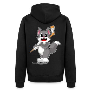 Katze Eishockey Eishockeyschläger - Unisex Premium Bio Zip Hoodie - Schwarz - Hinten - Nico (187cm)