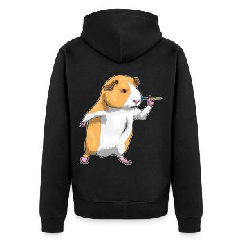 Meerschweinchen Dart Dartpfeil - Unisex Premium Bio Zip Hoodie - Schwarz - Hinten - Nico (187cm)