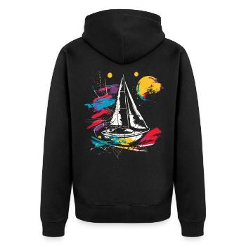 Graphic Sailing - Unisex Premium Organic Zip Hoodie - black - Back - Nico (187cm)