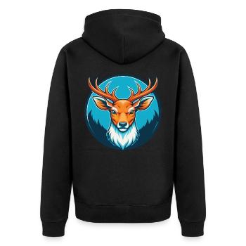 Deer Cute Kawaii Cartoon Clipart Animal Pet Logo - Unisex Premium Organic Zip Hoodie - black - Back - Nico (187cm)