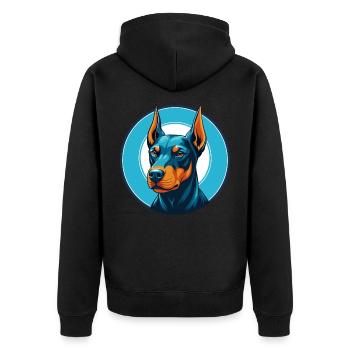 Deutscher Pinscher Hund Niedliches Kawaii Cartoon Haustier Logo - Unisex Premium Bio Zip Hoodie - Schwarz - Hinten - Nico (187cm)