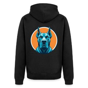 Dogue Allemand Chien Mignon Kawaii Dessin Animé Animal Animal Logo De Compagnie - Veste à capuche bio Premium Unisexe - noir - Dos - Nico (187cm)