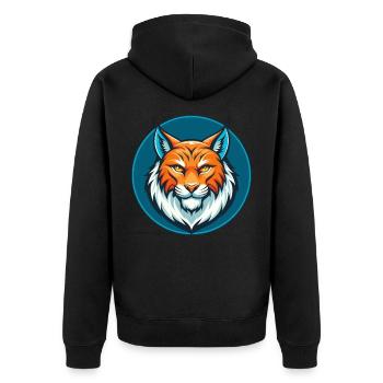 Luchs Niedliche Kawaii Cartoon Clipart Tier Haustier Logo - Unisex Premium Bio Zip Hoodie - Schwarz - Hinten - Nico (187cm)
