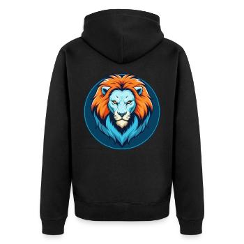 Lion Cute Kawaii Cartoon Clipart Animal Pet Logo - Unisex Premium Organic Zip Hoodie - black - Back - Nico (187cm)