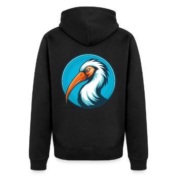 Ibis Niedliche Kawaii Cartoon Clipart Tier Haustier Logo - Unisex Premium Bio Zip Hoodie - Schwarz - Hinten - Nico (187cm)