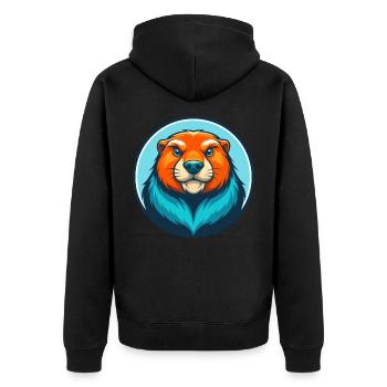 Murmeltier Niedliche Kawaii Cartoon Clipart Tier Haustier Logo - Unisex Premium Bio Zip Hoodie - Schwarz - Hinten - Nico (187cm)
