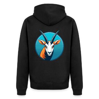 Oryx mignon kawaii dessin animé clipart animal de compagnie logo - Veste à capuche bio Premium Unisexe - noir - Dos - Nico (187cm)