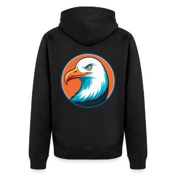 Seagull Cute Funny Kawaii Cartoon Animal Pet Logo - Unisex Premium Organic Zip Hoodie - black - Back - Nico (187cm)