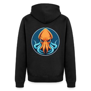 calmar mignon kawaii dessin animé clipart animal de compagnie logo - Veste à capuche bio Premium Unisexe - noir - Dos - Nico (187cm)