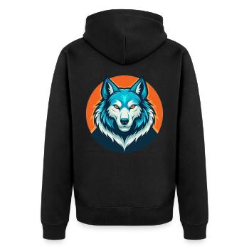 Wolf Cute Kawaii Cartoon Clipart Animal Pet Logo - Unisex Premium Organic Zip Hoodie - black - Back - Nico (187cm)