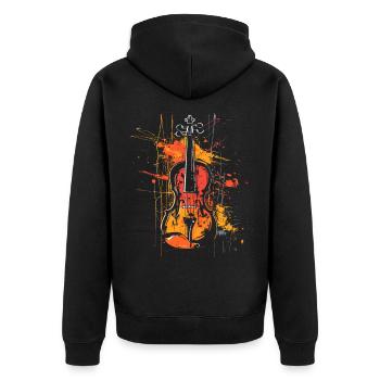 Geige Lineart - Unisex Premium Bio Zip Hoodie - Schwarz - Hinten - Nico (187cm)