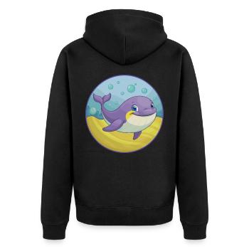 baleine mignon Kawaii dessin animé Clipart Animal de compagnie - Veste à capuche bio Premium Unisexe - noir - Dos - Nico (187cm)