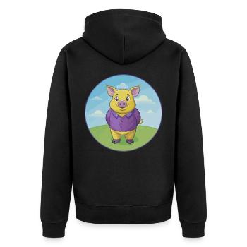 Schwein Niedlich Kawaii Cartoon Clipart Tier Haustier - Unisex Premium Bio Zip Hoodie - Schwarz - Hinten - Nico (187cm)