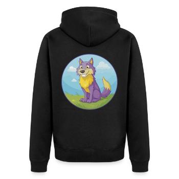 Wolf Cute Kawaii Cartoon Clipart Animal Pet - Unisex Premium Organic Zip Hoodie - black - Back - Nico (187cm)