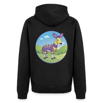 Okapi Cute Kawaii Cartoon Clipart Animal Pet - Unisex Premium Organic Zip Hoodie - black - Back - Nico (187cm)