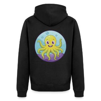 pieuvre mignon kawaii dessin animé clipart animal de compagnie - Veste à capuche bio Premium Unisexe - noir - Dos - Nico (187cm)