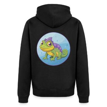 Chameleon Cute Kawaii Cartoon Clipart Animal Pet - Unisex Premium Organic Zip Hoodie - black - Back - Nico (187cm)