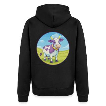 vache mignon kawaii dessin animé clipart animal de compagnie - Veste à capuche bio Premium Unisexe - noir - Dos - Nico (187cm)