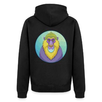 Mandrill Niedliche Kawaii Cartoon Clipart Tier Haustier - Unisex Premium Bio Zip Hoodie - Schwarz - Hinten - Nico (187cm)