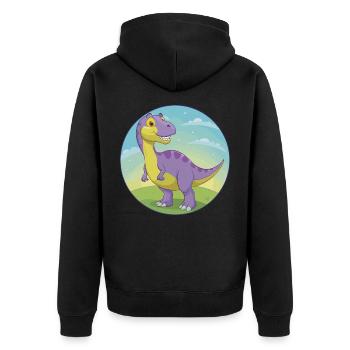 Dinosaurier Niedlich Kawaii Cartoon Clipart Tier Haustier - Unisex Premium Bio Zip Hoodie - Schwarz - Hinten - Nico (187cm)
