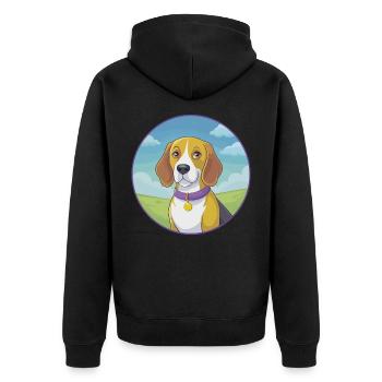 Beagle Dog Cute Kawaii Cartoon Clipart Animal Pet - Unisex Premium Organic Zip Hoodie - black - Back - Nico (187cm)