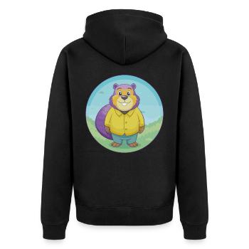 Beaver Cute Kawaii Cartoon Clipart Animal Pet - Unisex Premium Organic Zip Hoodie - black - Back - Nico (187cm)