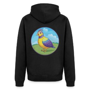 perdrix mignon kawaii dessin animé clipart animal de compagnie - Veste à capuche bio Premium Unisexe - noir - Dos - Nico (187cm)