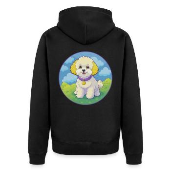 Bichon frisé chien mignon drôle Kawaii dessin animé Animal - Veste à capuche bio Premium Unisexe - noir - Dos - Nico (187cm)