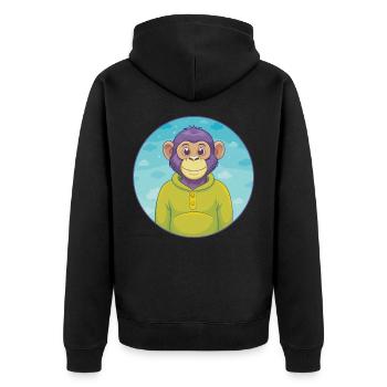 Chimpanzé Mignon Kawaii Dessin animé Clipart Animal de compagnie - Veste à capuche bio Premium Unisexe - noir - Dos - Nico (187cm)