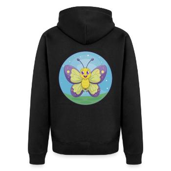 papillon mignon kawaii dessin animé clipart animal de compagnie - Veste à capuche bio Premium Unisexe - noir - Dos - Nico (187cm)