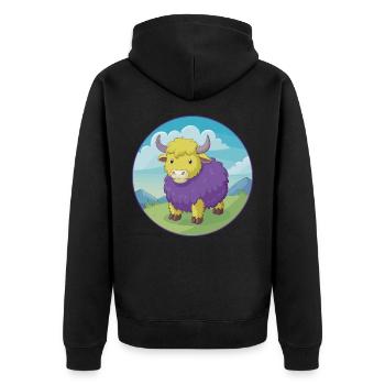 Yak Cute Kawaii Cartoon Clipart Animal Pet - Unisex Premium Organic Zip Hoodie - black - Back - Nico (187cm)