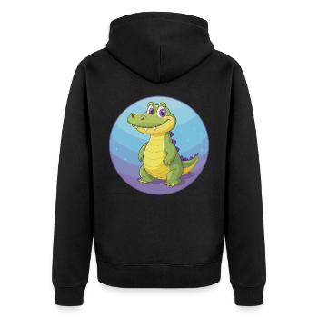Crocodile Mignon Kawaii Dessin animé Clipart Animal de compagnie - Veste à capuche bio Premium Unisexe - noir - Dos - Nico (187cm)
