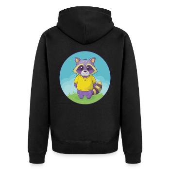 raton laveur mignon kawaii dessin animé clipart animal de compagnie - Veste à capuche bio Premium Unisexe - noir - Dos - Nico (187cm)