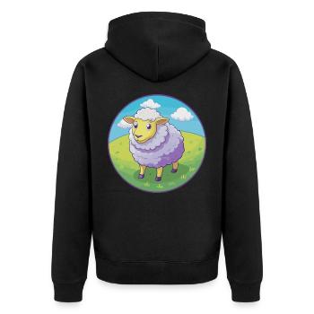 mouton mignon kawaii dessin animé clipart animal de compagnie - Veste à capuche bio Premium Unisexe - noir - Dos - Nico (187cm)