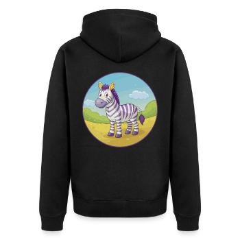 Zebra Cute Kawaii Cartoon Clipart Animal Pet - Unisex Premium Organic Zip Hoodie - black - Back - Nico (187cm)