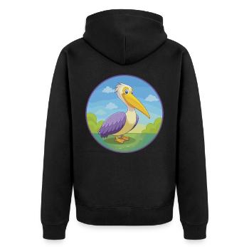 Pélican mignon Kawaii dessin animé Clipart Animal de compagnie - Veste à capuche bio Premium Unisexe - noir - Dos - Nico (187cm)