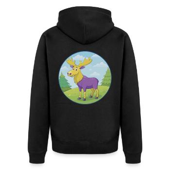 Elch süße Kawaii Cartoon Clipart Tier Haustier - Unisex Premium Bio Zip Hoodie - Schwarz - Hinten - Nico (187cm)