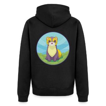 Frettchen Niedlich Kawaii Cartoon Clipart Tier Haustier - Unisex Premium Bio Zip Hoodie - Schwarz - Hinten - Nico (187cm)
