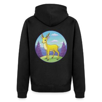 Deer Cute Kawaii Cartoon Clipart Animal Pet - Unisex Premium Organic Zip Hoodie - black - Back - Nico (187cm)