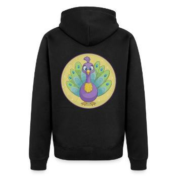 Peacock Cute Kawaii Cartoon Clipart Animal Pet - Unisex Premium Organic Zip Hoodie - black - Back - Nico (187cm)