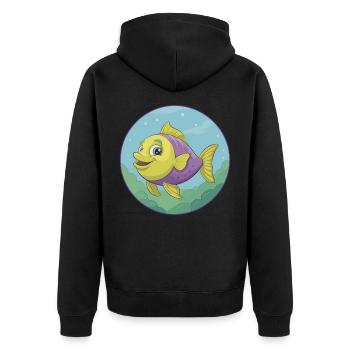Poisson Mignon Kawaii Dessin animé Clipart Animal de compagnie - Veste à capuche bio Premium Unisexe - noir - Dos - Nico (187cm)