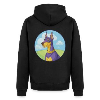 Deutscher Pinscher Hund Niedliches Kawaii Cartoon Tier Haustier - Unisex Premium Bio Zip Hoodie - Schwarz - Hinten - Nico (187cm)