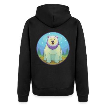 ours polaire mignon kawaii dessin animé clipart animal de compagnie - Veste à capuche bio Premium Unisexe - noir - Dos - Nico (187cm)