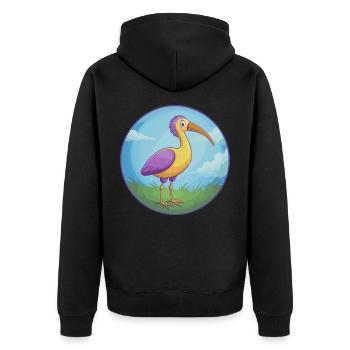 Ibis Niedliche Kawaii Cartoon Clipart Tier Haustier - Unisex Premium Bio Zip Hoodie - Schwarz - Hinten - Nico (187cm)