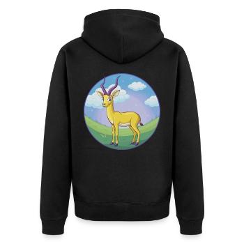 Impala Niedliche Kawaii Cartoon Clipart Tier Haustier - Unisex Premium Bio Zip Hoodie - Schwarz - Hinten - Nico (187cm)