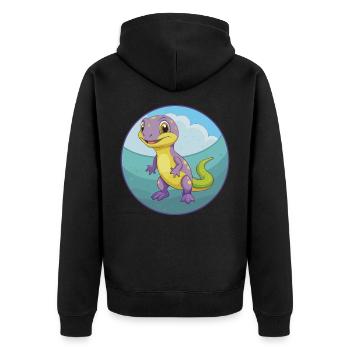 Eidechse Niedlich Kawaii Cartoon Clipart Tier Haustier - Unisex Premium Bio Zip Hoodie - Schwarz - Hinten - Nico (187cm)