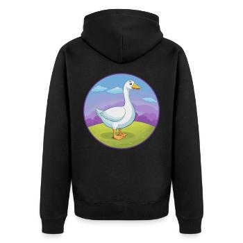 Goose Cute Kawaii Cartoon Clipart Animal Pet - Unisex Premium Organic Zip Hoodie - black - Back - Nico (187cm)