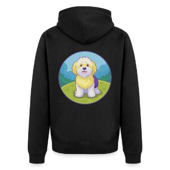 Havaneser Hund Niedlich Kawaii Cartoon Clipart Tier - Unisex Premium Bio Zip Hoodie - Schwarz - Hinten - Nico (187cm)
