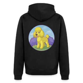 Pudel Hund Niedlich Kawaii Cartoon Clipart Tier Haustier - Unisex Premium Bio Zip Hoodie - Schwarz - Hinten - Nico (187cm)