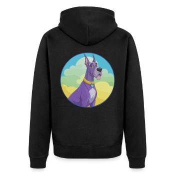 Dogue Allemand Chien Mignon Kawaii Dessin Animé Clipart Animal - Veste à capuche bio Premium Unisexe - noir - Dos - Nico (187cm)